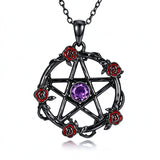 Sterling Silver Black Heart Skeleton Birthstone Necklace With Engraved Halloween Gift