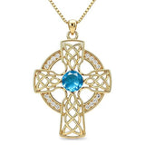 14K Gold Plated Birthstone Celtic Knotwork Cross Necklace for Women