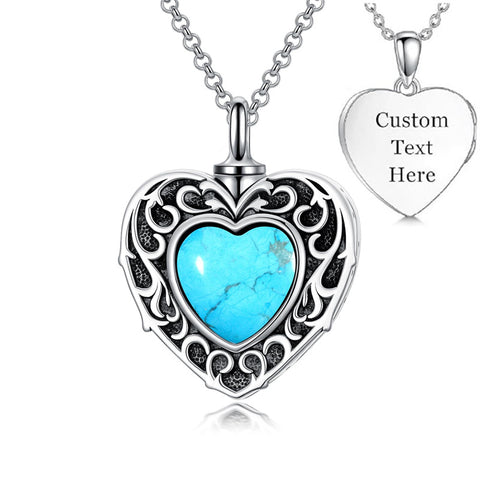 Sterling Silver Moonstone Turquoise Moss Agate Heart Shaped Urn Necklace for Ashes