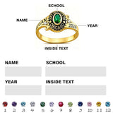 Sterling Silver Personalized Engraved Class Ring Graduation Ring