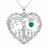 Sterling Silver Heart Pendant Birthstone Tree of Life Mother Child Family Necklace