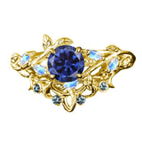 Sterling Silver 1CT Round Gemstone Engagement Wedding Bridal Anniversary Proposal Ring Set for Her