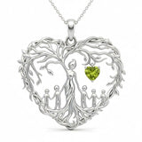 Sterling Silver Heart Pendant Birthstone Tree of Life Mother Child Family Necklace