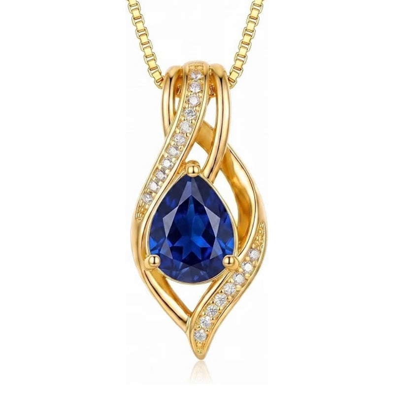 14K Gold Plated  Teardrop Birthstone Infinity Pendant Necklace for Women