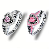 Copper Personalized Birthstone Engraved Class Rings for Women, College Senior High School Ring