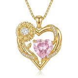 14K Gold Plated Birthstone  Sunflower Pendant Necklace for Women  Anniversary Christmas Birthday Gift