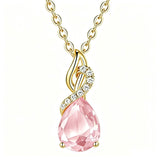 14K Gold Plated  Teardrop Birthstone Pendant Necklace Birthday Gifts for Women