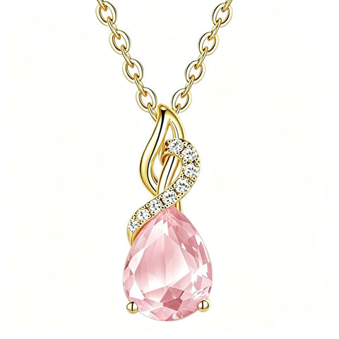 14K Gold Plated  Teardrop Birthstone Pendant Necklace Birthday Gifts for Women