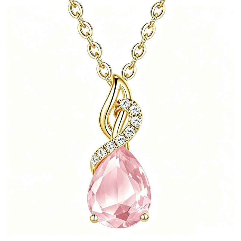 14K Gold Plated  Teardrop Birthstone Pendant Necklace Birthday Gifts for Women