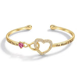 14K Gold Plated Birthstone Infinity Heart Bangle Bracelet for Women