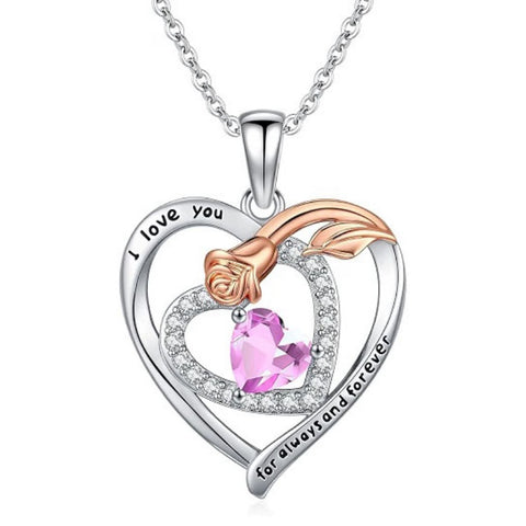 14K Gold Plated  Birthstone Rose Flower Necklaces for Women