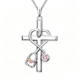 14K Gold Plated  Birthstone Stethoscope Cross Necklace Graduation Gifts for Women RN