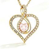 14K Gold Plated Love Heart Birthstone Necklace for Women
