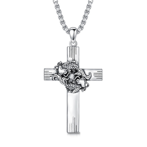 Sterling Silver 12 Constellation Cross Pendant Necklace