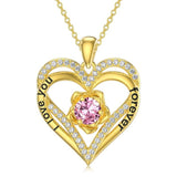 14K Gold Plated  Birthstone Rose Flower Pendant Necklace Birthday Wedding Anniversary Jewelry Gifts for Women