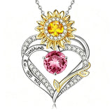 14K Gold Plated Birthstone Sunflower Pendant Necklace Anniversary Birthday Gifts for Women