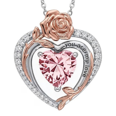 14K Gold Plated  Birthstone Rose Flower Necklaces for Women