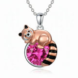 Sterling Silver Birthstone Red Panda Pendant Necklace for Women Birthstone Christmas Birthday  Gifts