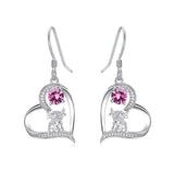 Sterling Silver Birthstone Highland Cow Dangle Earrings