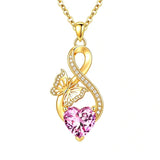 14K Gold Plated Infinity Birthstone  Butterfly Cross Necklace for Women