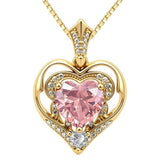 14K Gold Plated Birthstone Double Heart Pendant Necklace Love Jewelry Anniversary Birthday Mother's Day Valentine's Day Gift