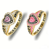 Sterling Silver Personalized Birthstone Engraved Class Rings for Women, College Senior High School Ring