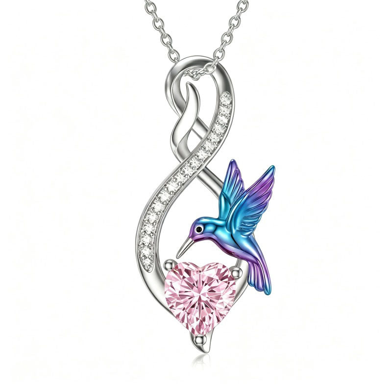 Sterling Silver 12 Month Birthstone Infinity Heart Animal Pendant Necklace Christmas Birthday Jewelry Gift