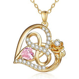 Sterling Silver Birthstone Rose Necklace for Women