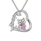 Sterling Silver Birthstone  Cat Pendant Necklace for Women