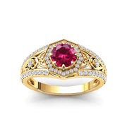 10K Gold 14K Gold 18K Gold  Round Cut Ivy Gemstone Vintage Rings for Women