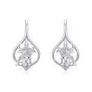 Sterling Silver Highland Cow Dangle  Leverback Earrings