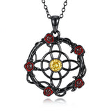 Sterling Silver Black Heart Skeleton Birthstone Necklace With Engraved Halloween Gift