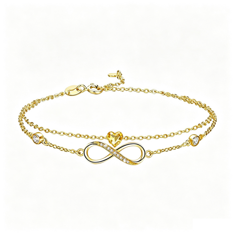 14K Gold Plated Birthstone Infinity Double-Layer Braceletfor Women