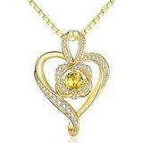 Sterling Silver Round Birthstone Necklace for Women