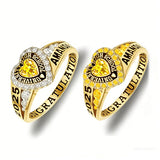 Sterling Silver Personalized Birthstone Engraved Class Rings for Women, College Senior High School Ring