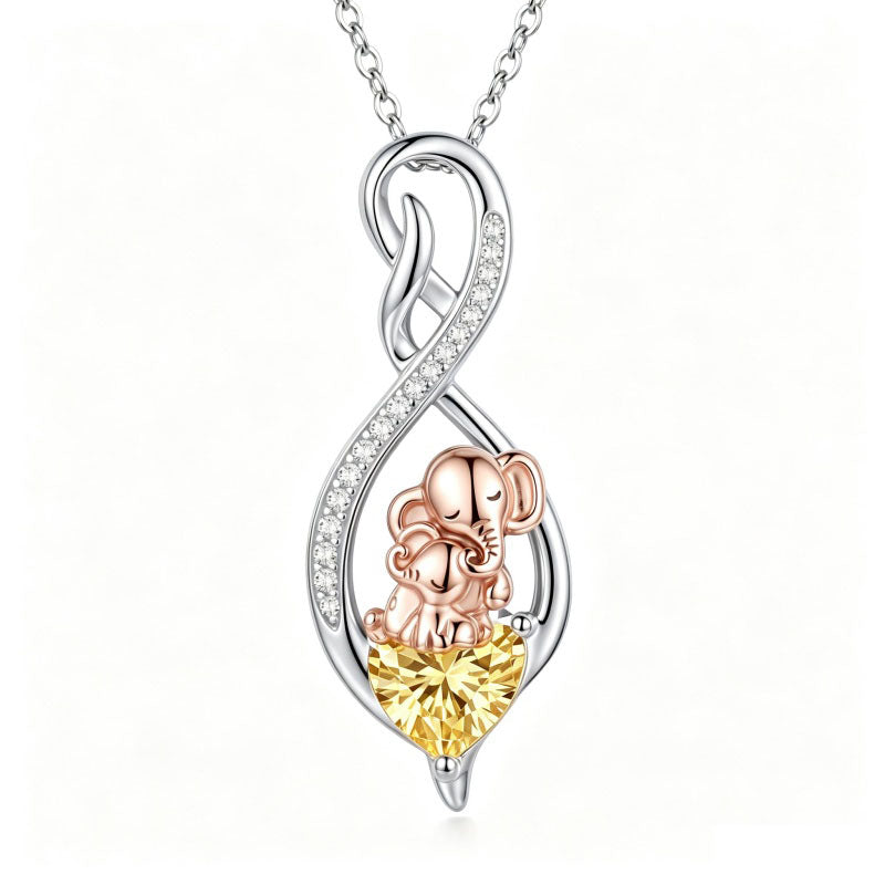 Sterling Silver 12 Month Birthstone Infinity Heart Animal Pendant Necklace Christmas Birthday Jewelry Gift