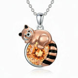Sterling Silver Birthstone Red Panda Pendant Necklace for Women Birthstone Christmas Birthday  Gifts