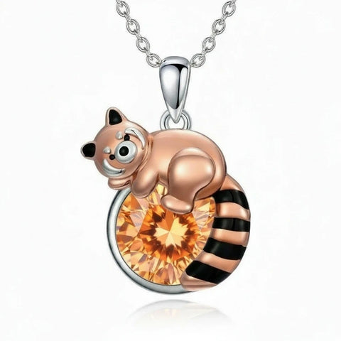 Sterling Silver Birthstone Red Panda Pendant Necklace for Women Birthstone Christmas Birthday  Gifts