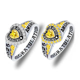 Sterling Silver Personalized Birthstone Engraved Class Rings for Women, College Senior High School Ring