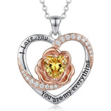 14K Gold Plated  Birthstone Rose Flower Necklaces for Women