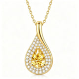 14K Gold  Plated 1CT Pear Teardrop Birthstone Pendant Necklace for Women