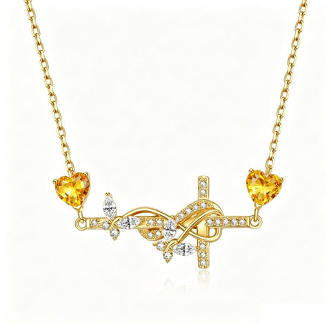 14K Gold Plated Birthstone Butterfly Cross Necklace for Women Anniversary Christmas Birthday Gift