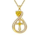 14K Gold Plated Infinity Birthstone  Butterfly Cross Necklace for Women