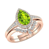 Sterling Silver 3.0CT Pear-Shaped Wedding  Engagement Ring Set For Women