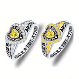 Copper Personalized Birthstone Engraved Class Rings for Women, College Senior High School Ring