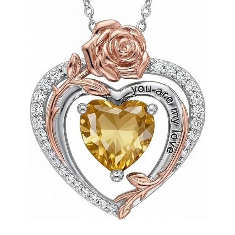 14K Gold Plated  Birthstone Rose Flower Necklaces for Women