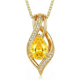 14K Gold Plated  Teardrop Birthstone Infinity Pendant Necklace for Women