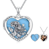 Sterling Silver Turquoise Personalized Photo 12-Month Birth Flower Pendant Necklace