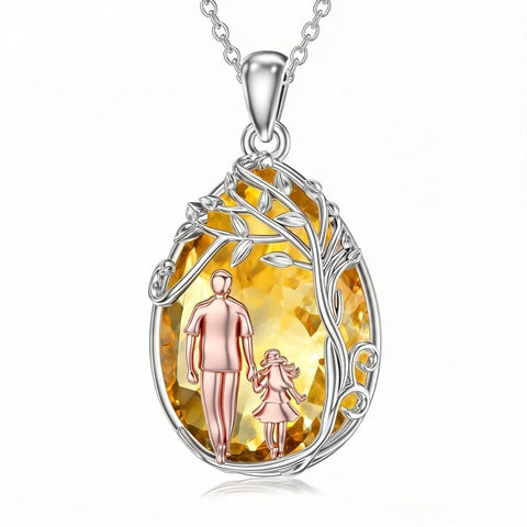 Sterling Silver Crystal Father Daughter Pendant Necklace from Dad  I Love You Forever Jewelry