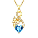 14K Gold Plated Infinity Birthstone  Butterfly Cross Necklace for Women